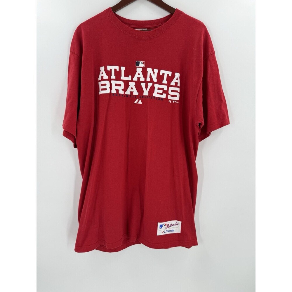 MAJESTIC Atlanta Braves [VINTAGE] T-Shirt LARGE - 2006 -Majestic MLB -Red